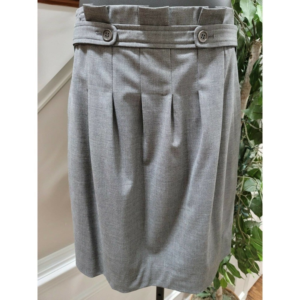 BCBGMAXAZRIA Women's Gray Wool and Spandex Knee Length Flare‎ Skirt Size 08 - Picture 4 of 9